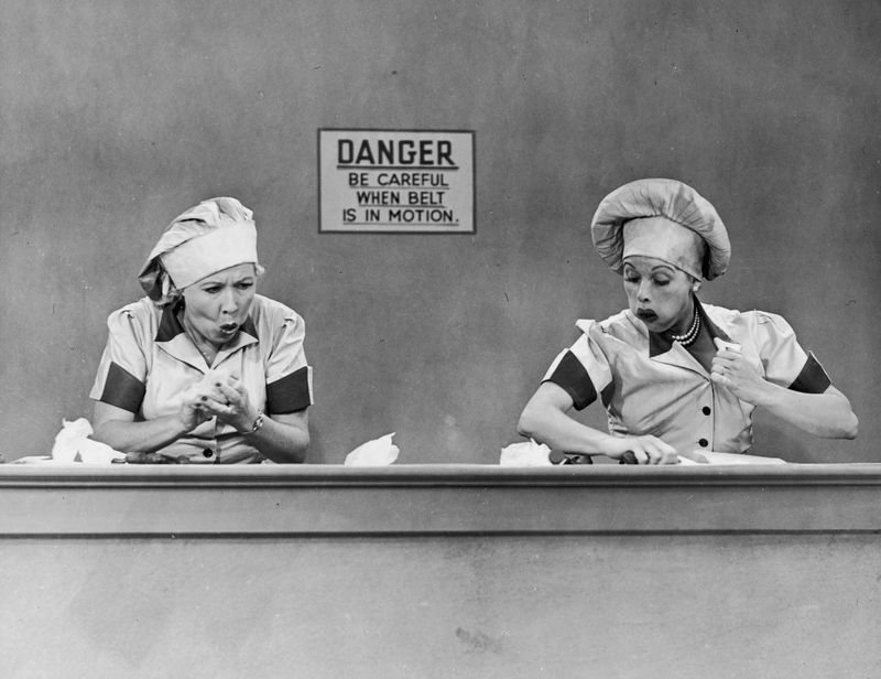 Lucy and the candy factory conveyor belt (I Love Lucy)