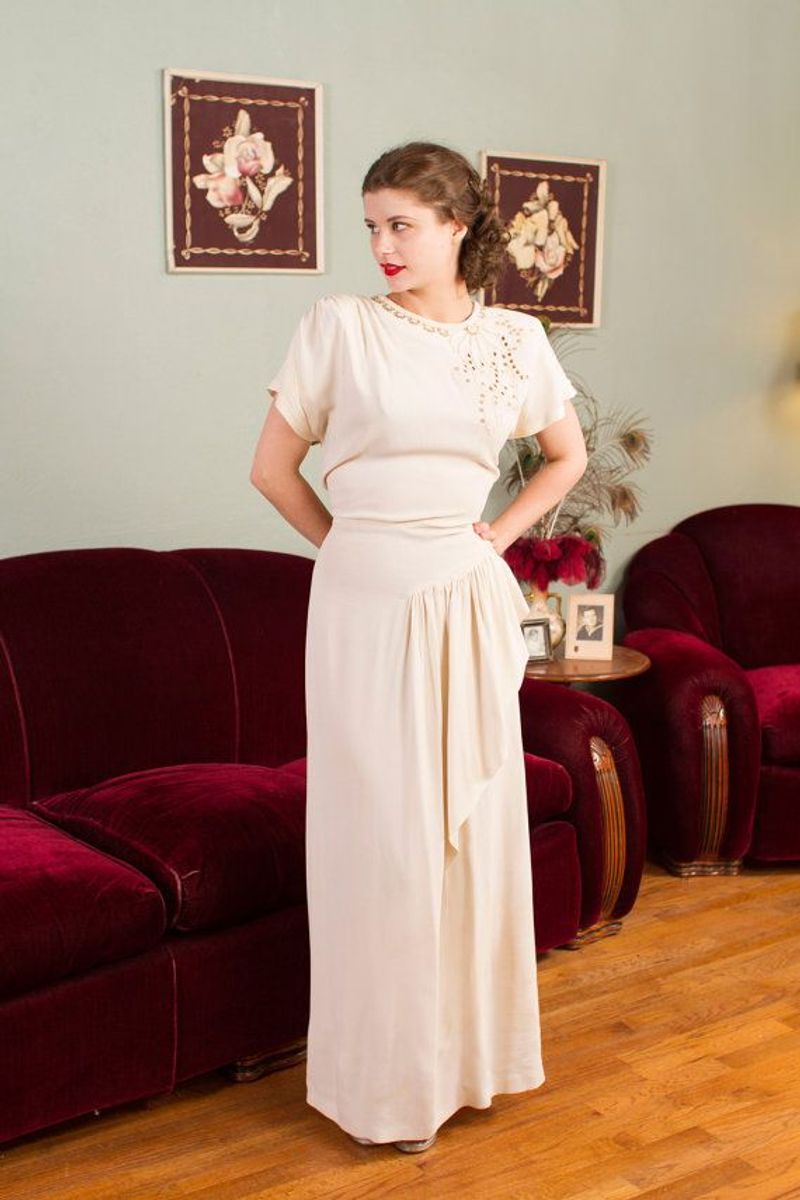 1940s Peplum Gown