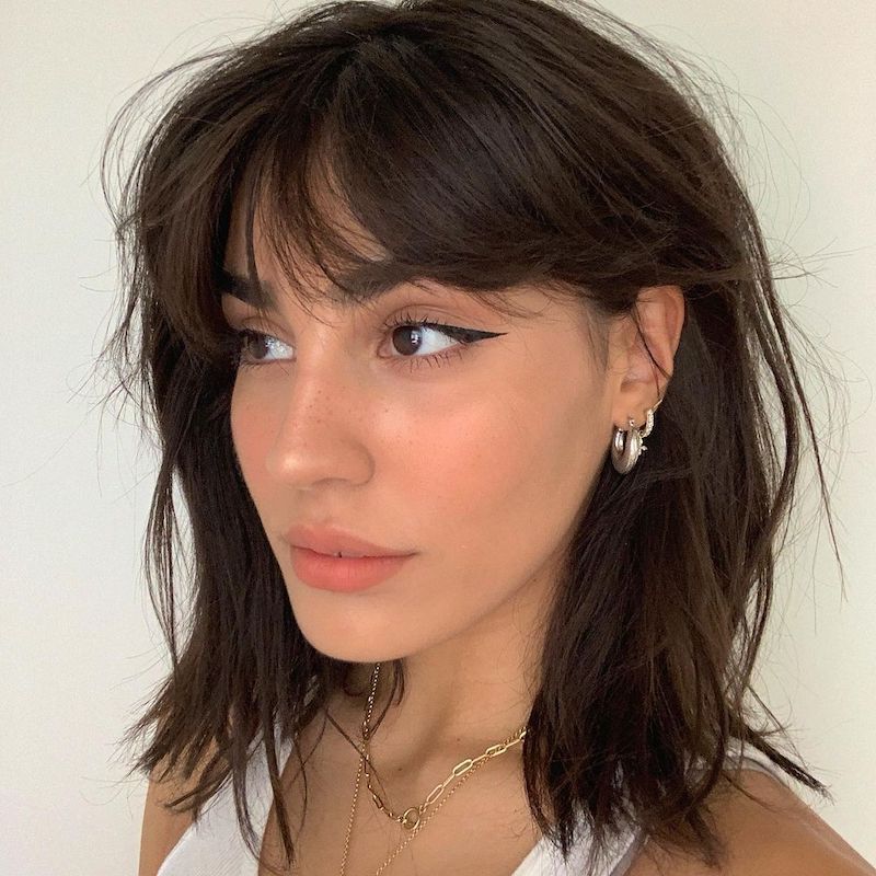 Blunt Lob with Side-Swept Bangs