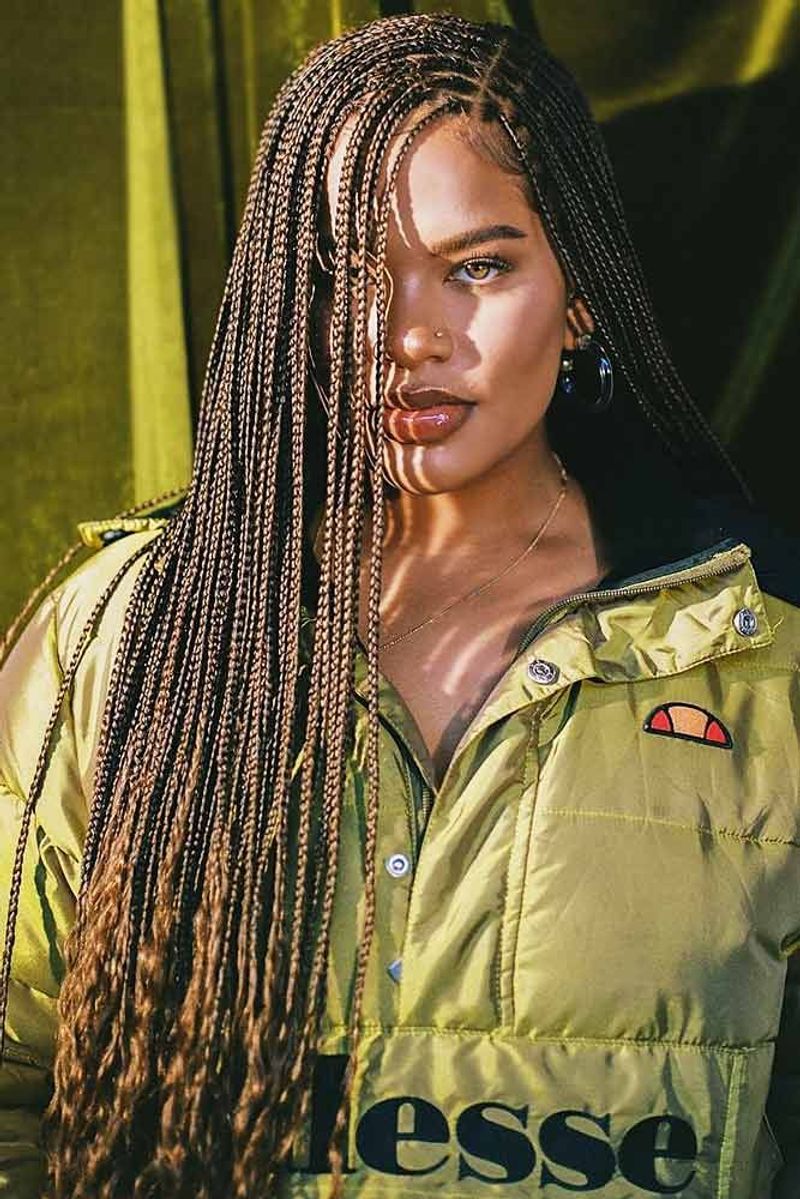 Micro Box Braids (With a Side Part)