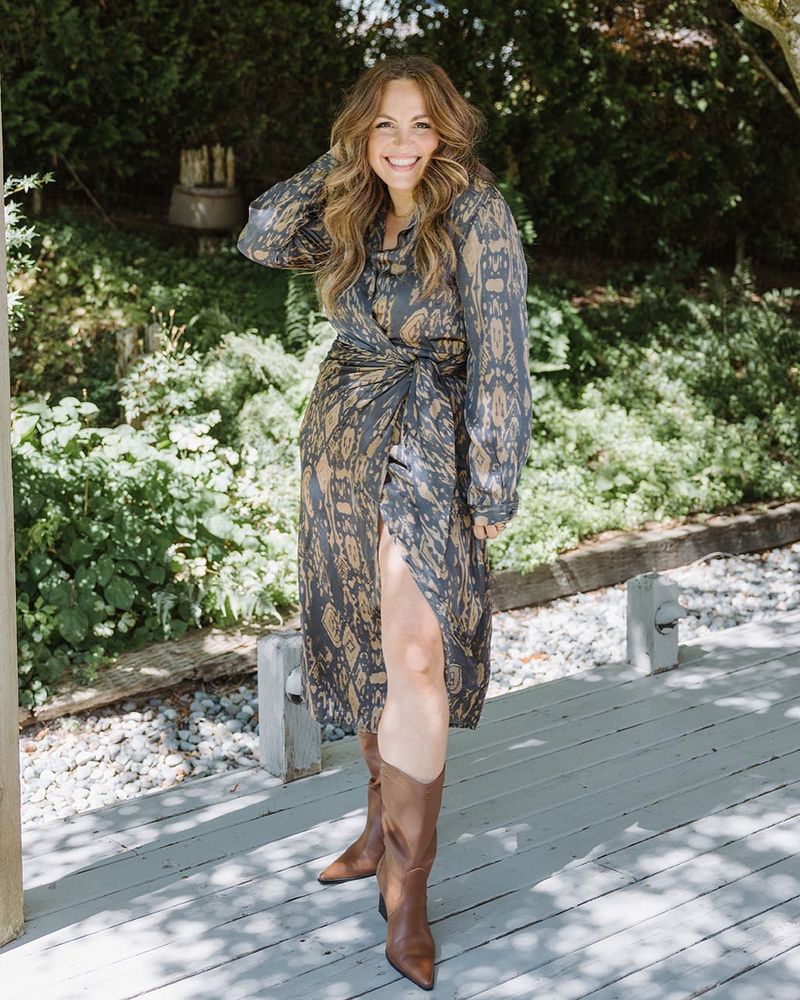 Midi Wrap Dress + Heeled Boots