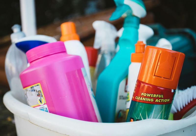 Generic Cleaning Supplies in Repurposed Bottles