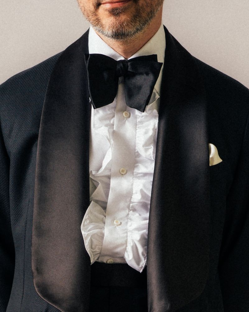 Groom Tuxes with Ruffled Shirts