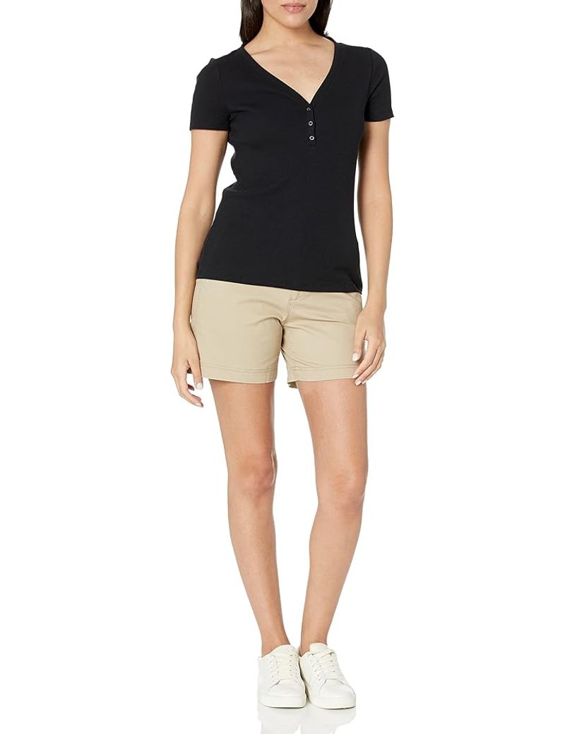 Amazon Essentials Mid‑Rise Khaki Shorts + Gap Crewneck Tee – $34 combo