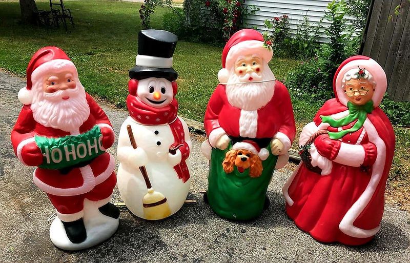 Vintage blow mold figures (Santa, snowmen, reindeer, etc.)