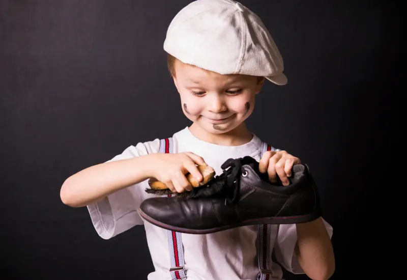 Polishing Shoes for School and Church