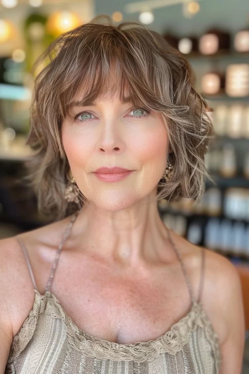 Side-Swept Bangs with a Short Shag