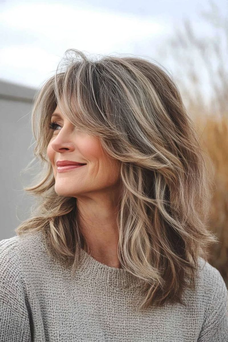 Curtain or Long Bangs on Wavy Lob