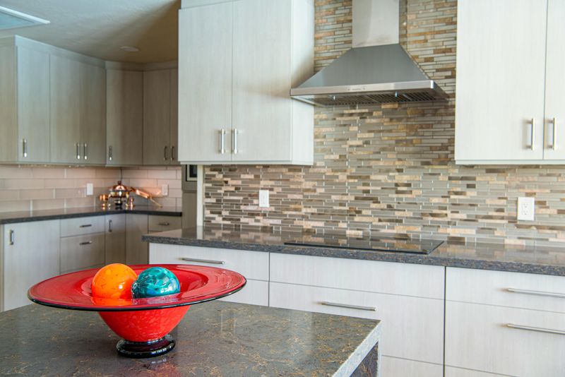 Peel-and-stick backsplash in the kitchen