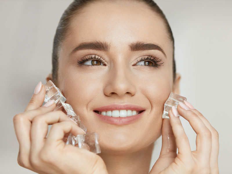 Ice Cubes Before Applying Makeup