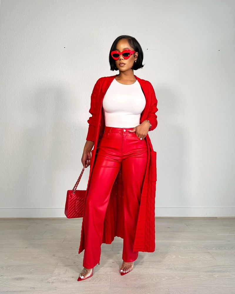 Sleeveless Blouse + Cardigan Coat + Straight-Leg Trousers