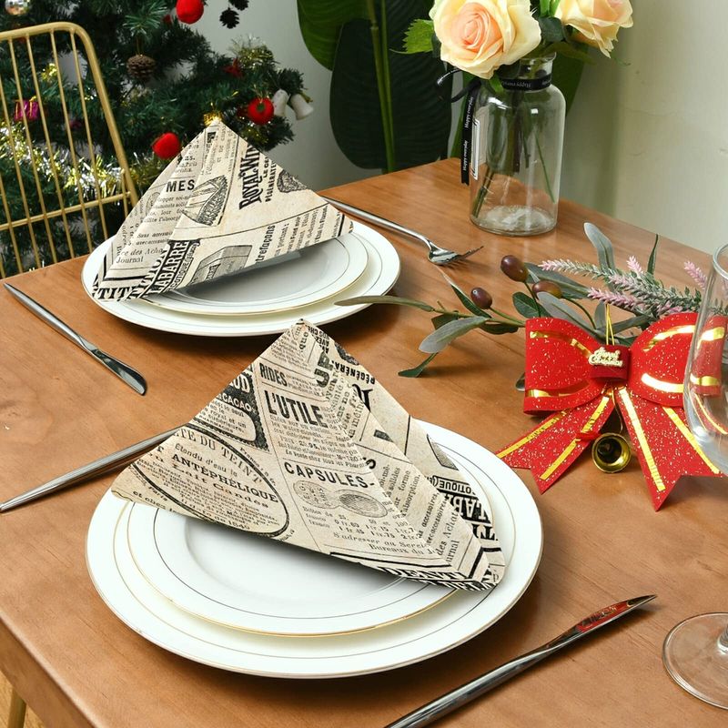 Using Newspapers as Napkins at Dinner