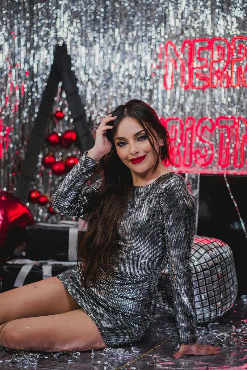 Sequin or Metallic Party Dress