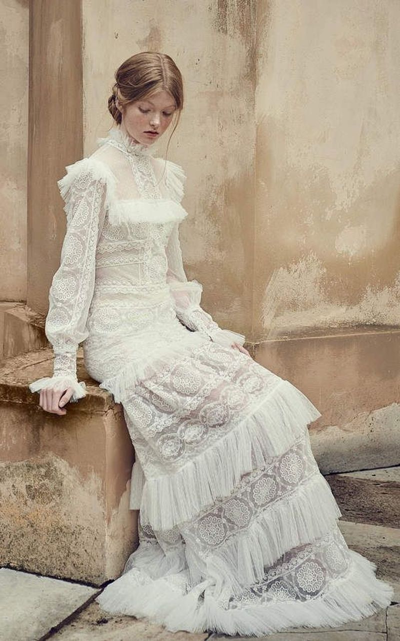Edwardian High-Neck Lace Dress