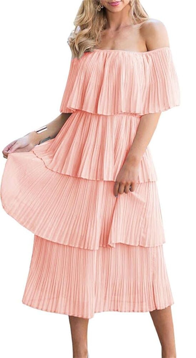 Etcyy Ruffled Chiffon Off‑the‑Shoulder Maxi Dress – $38