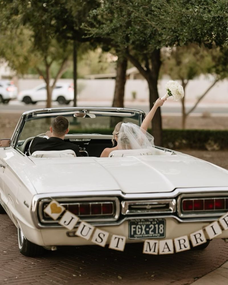 Driving Off in a Vintage Getaway Car