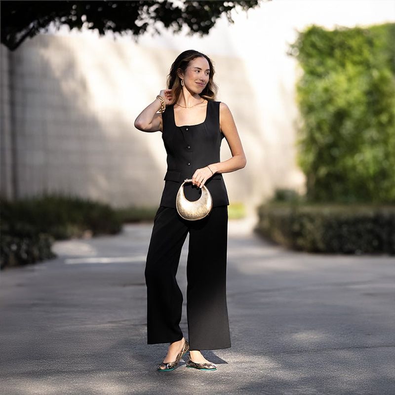 Ballet Flats with Wide-Leg Trousers