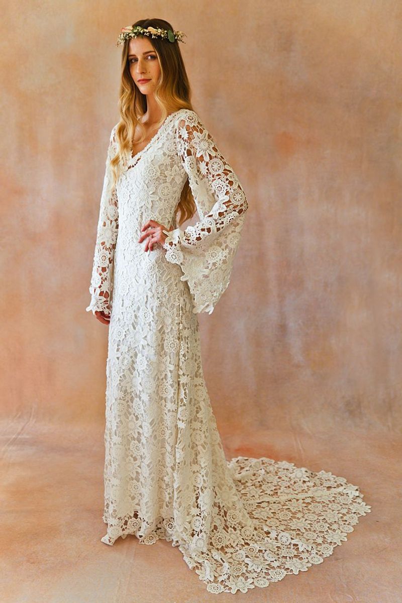 1970s Boho Crochet Maxi Dress