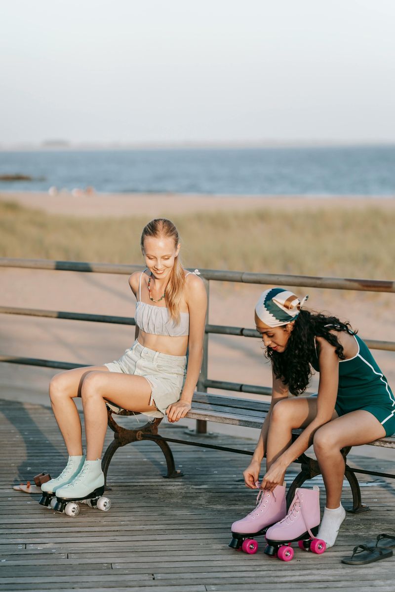 Roller skating or rollerblading