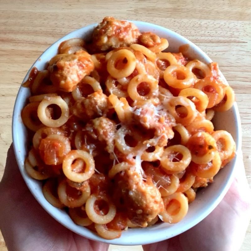 Spaghetti-Os with Cut-Up Hot Dogs