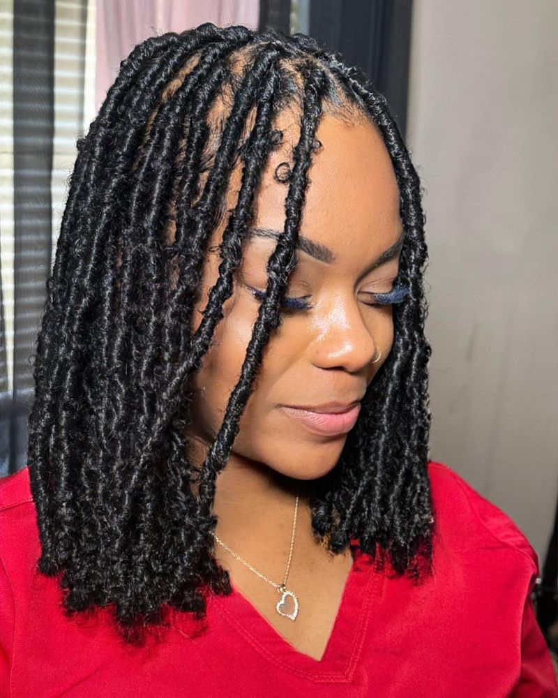 Shoulder-Length Faux Locs