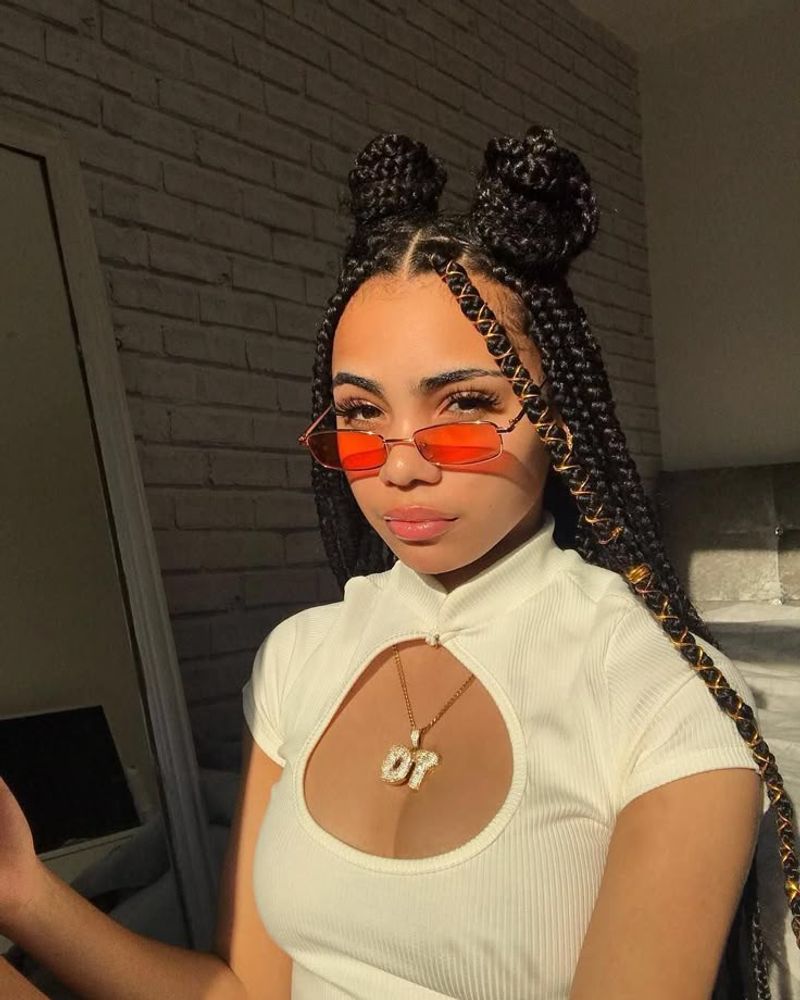 Half-Up Space Buns with Box Braids