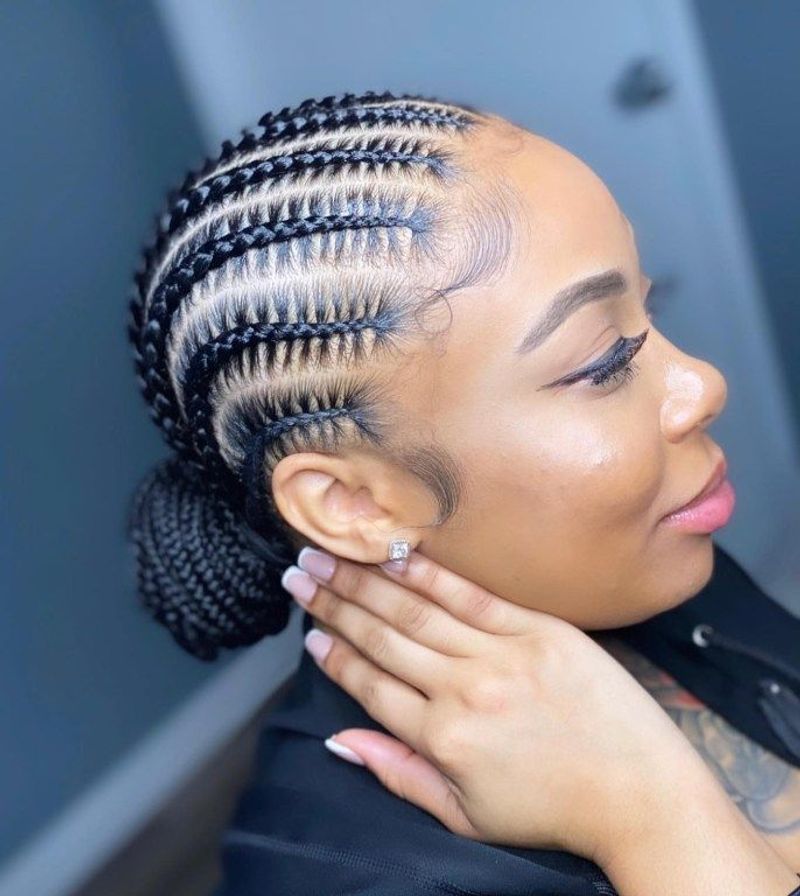 Stitch Braids into Low Bun