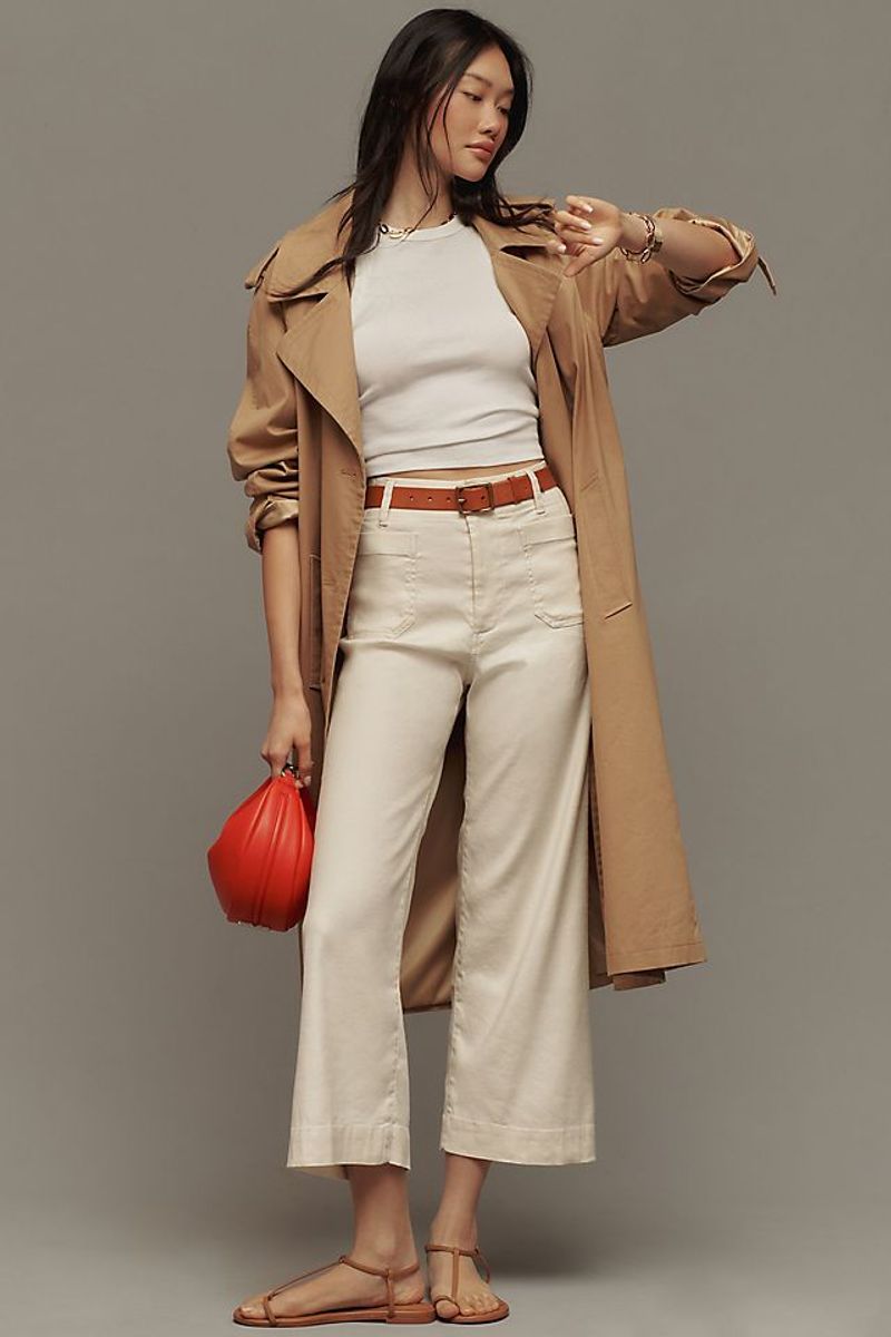 Anthropologie Linen Cropped Wide-Leg