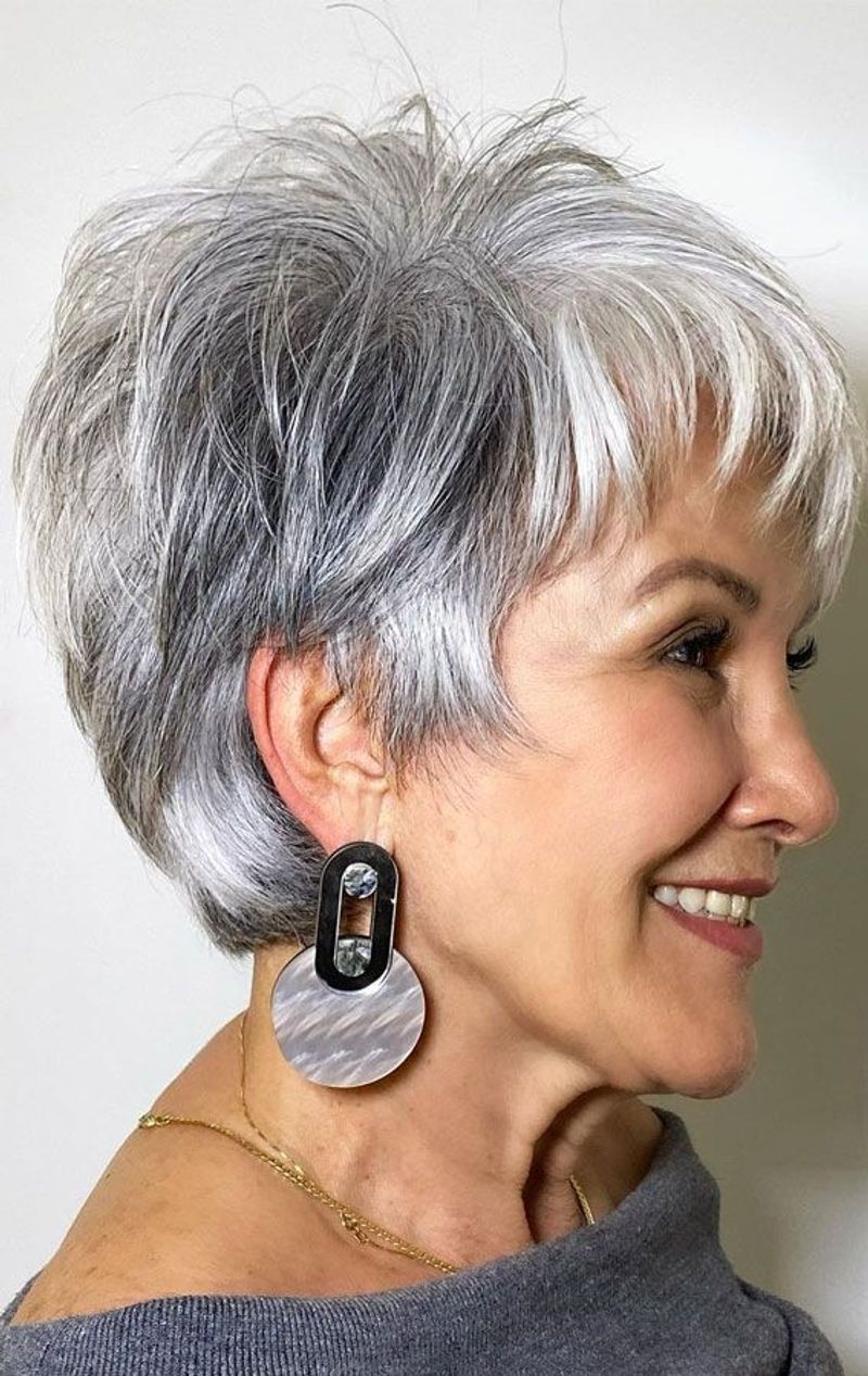 Silver Pixie with Side-Swept Bangs