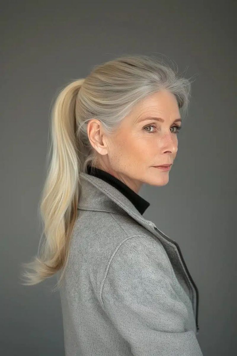 Pulled-Back Ponytail with Volume