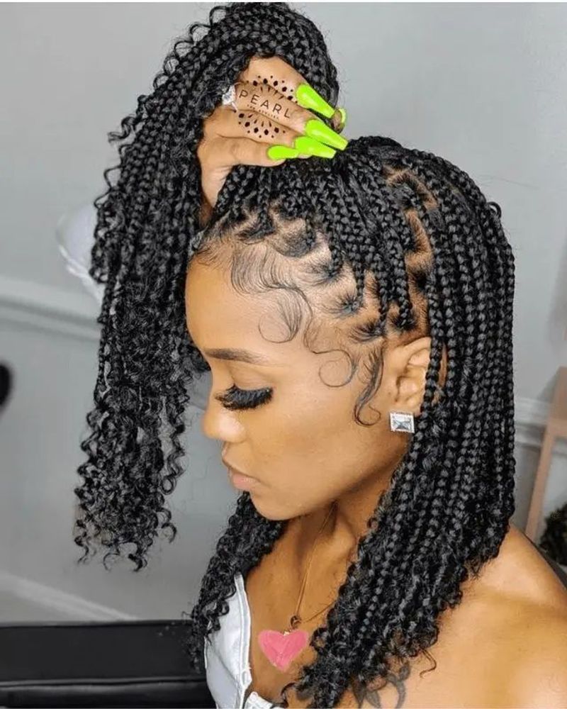 Box Braids with Swooped Baby Hairs