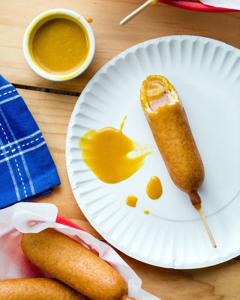 Corn Dogs with Yellow Mustard