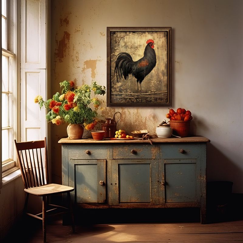Country Kitchen Islands with Roosters