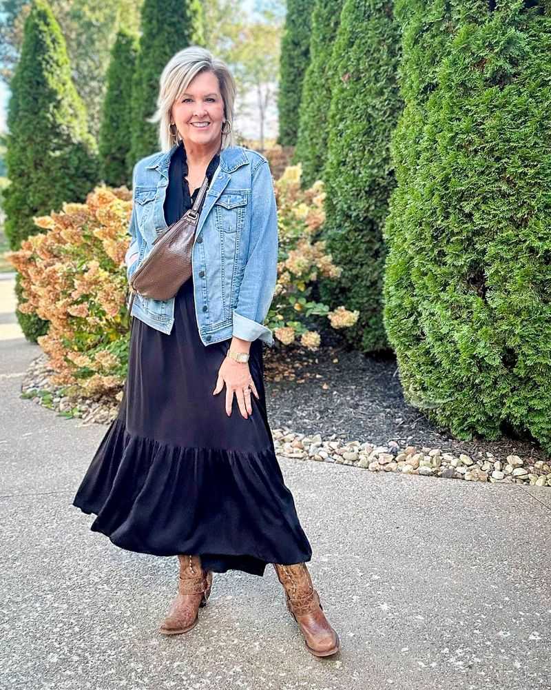 Flowy Midi Dress + Ankle Boots