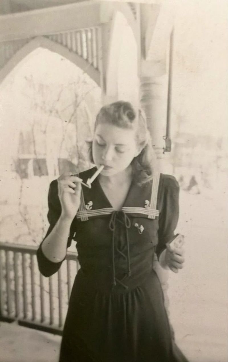 A Woman Smoking in Public