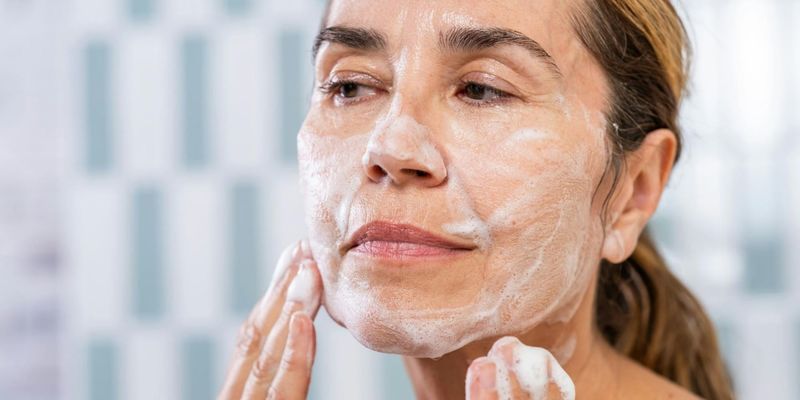 Using Harsh Cleansers That Strip Moisture