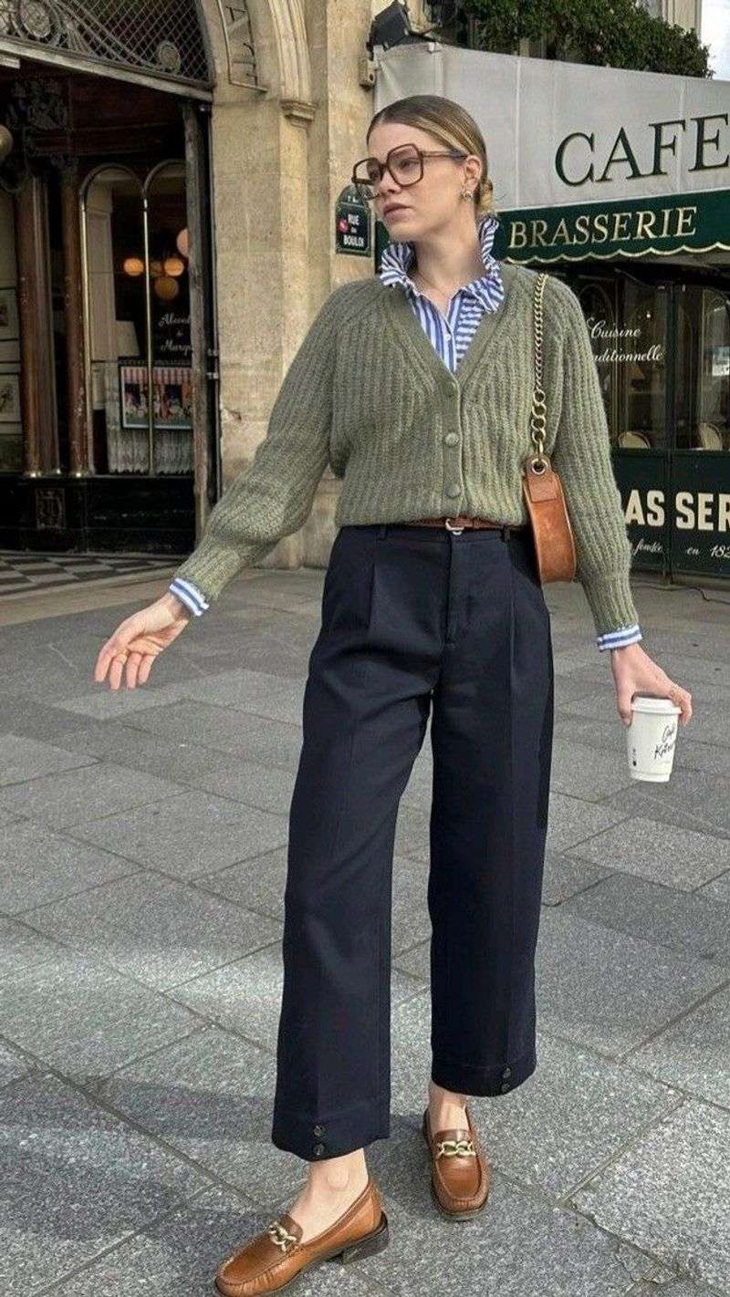 Button-Up Shirt + Cropped Trousers + Loafers