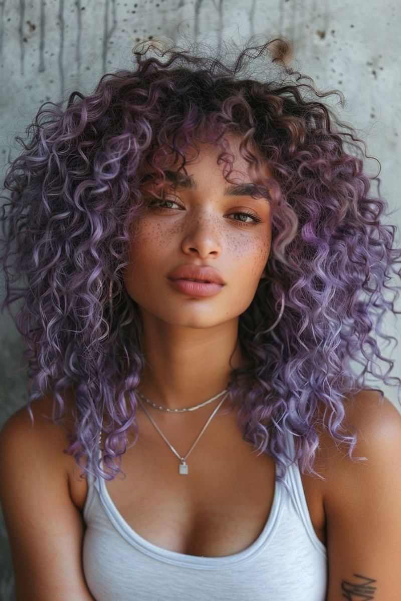 Mauve Curly Hair Balayage