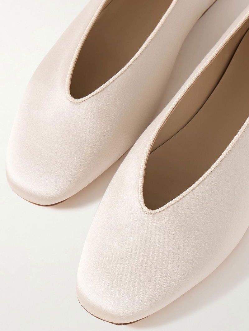 Le Monde Beryl Regency Grosgrain-Trimmed Satin Ballet Flats
