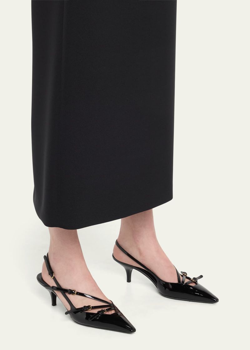 Miu Miu Patent Leather Slingbacks with Buckles