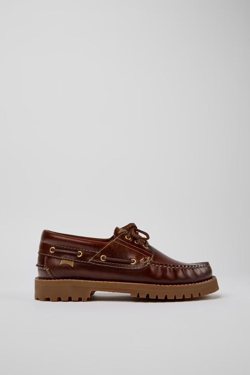 Camper Brown Leather Moccasin Shoes