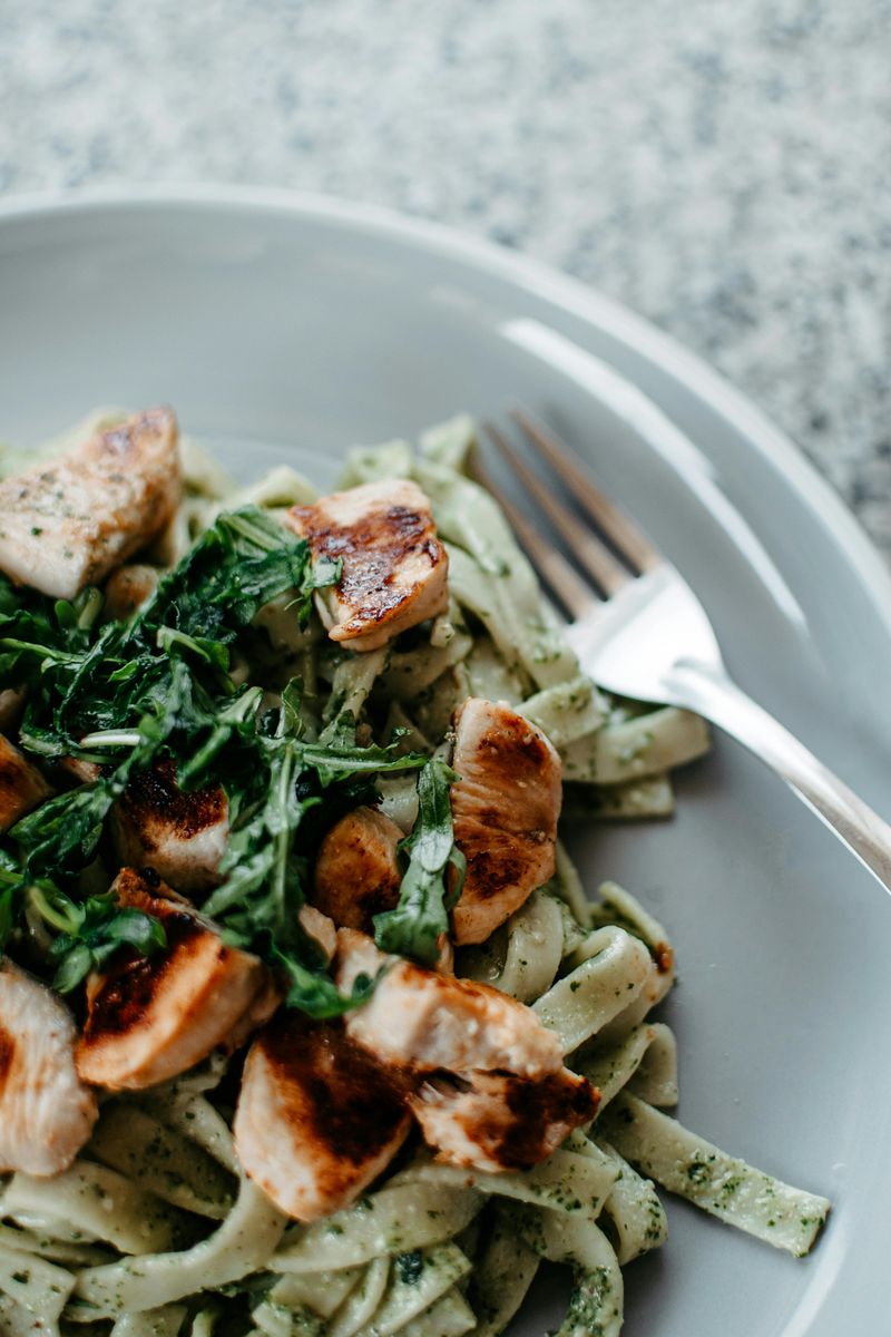 Whole Grain Pasta with Pesto and Grilled Chicken