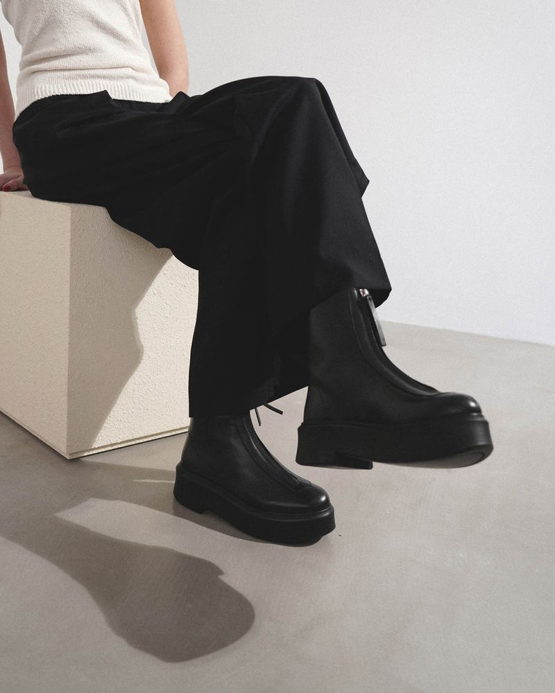 The Row Zipped Boot I in Leather