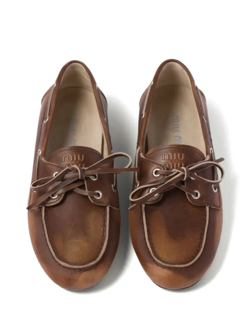 Miu Miu Bleached Leather Loafers
