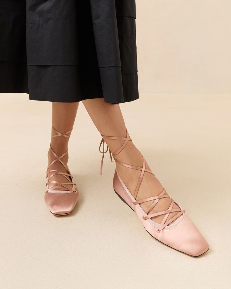 Loeffler Randall Louisa Lace-Up Satin Ballet Flats