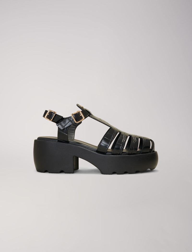 Maje Fisher Strappy Slingback Lug Platform Sandals