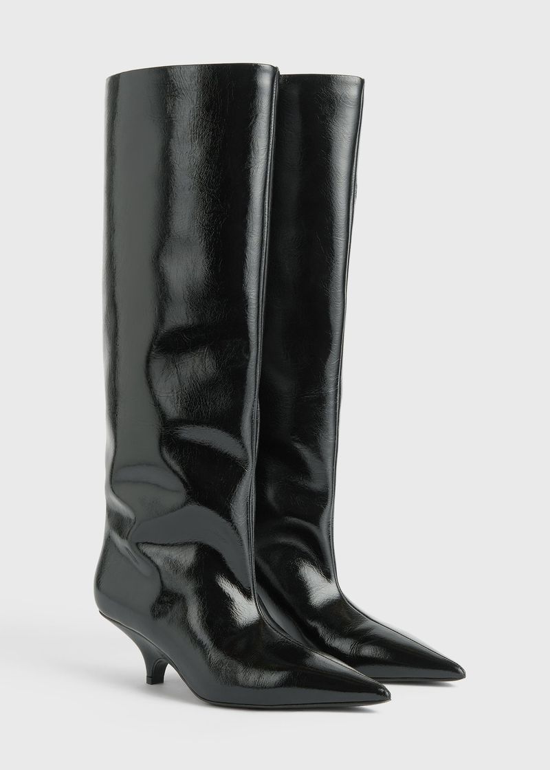 Toteme The Slim Knee-High Boot Black Patent