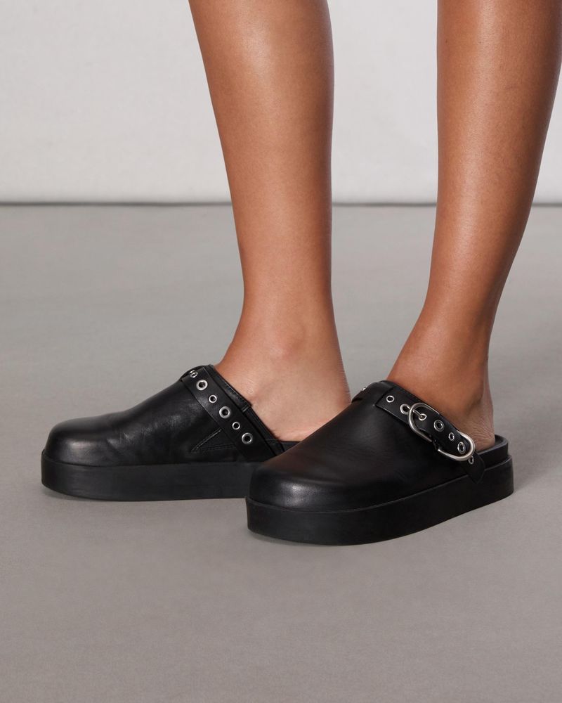 Rag & Bone Geo Leather Buckle Platform Mules
