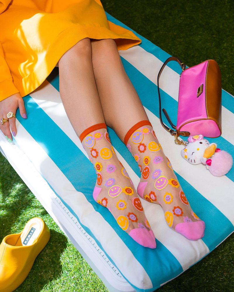Sock Candy Happy Face Daisy Sheer Sock