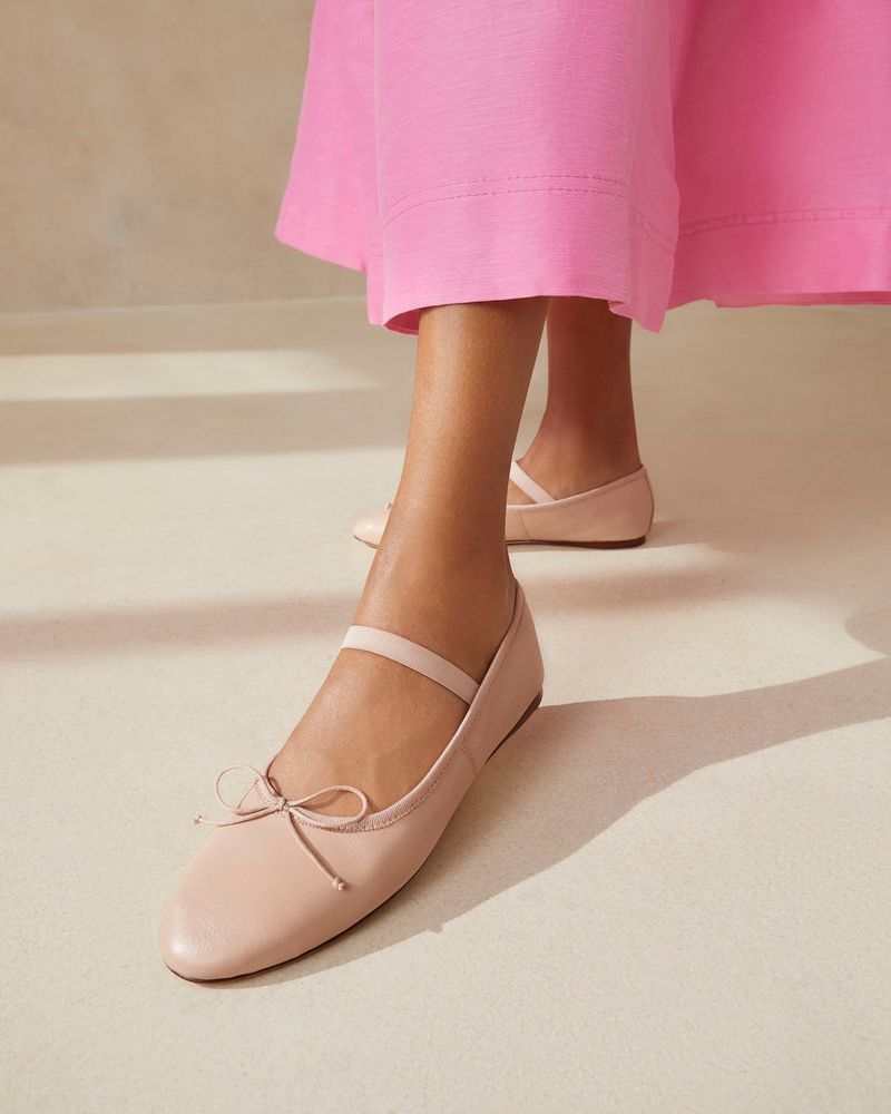 Loeffler Randall Leonie Lambskin Bow Ballerina Flats